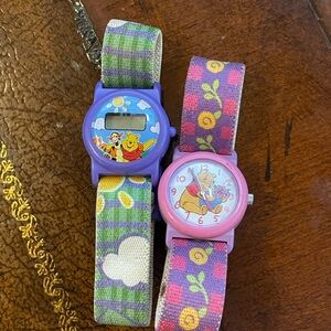 Vintage Lot of (2) Disney Winnie the Pooh Watches Timex & SIIO
